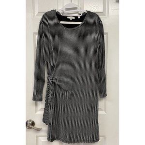 Vince Womens Striped Cotton Dress Black White M